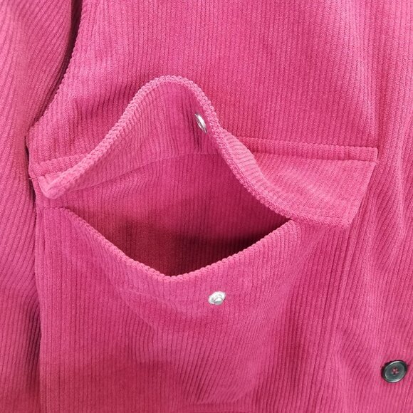 Avec Les Filles Cropped Corduroy Jacket Women XL Shacket Raspberry Red Button Up - Picture 4 of 16